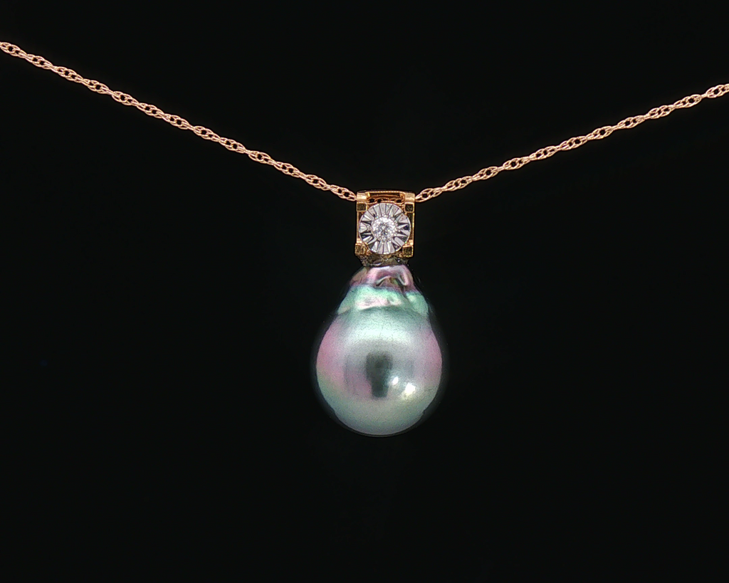 Tahitian Pearl Diamond Drop Pendant