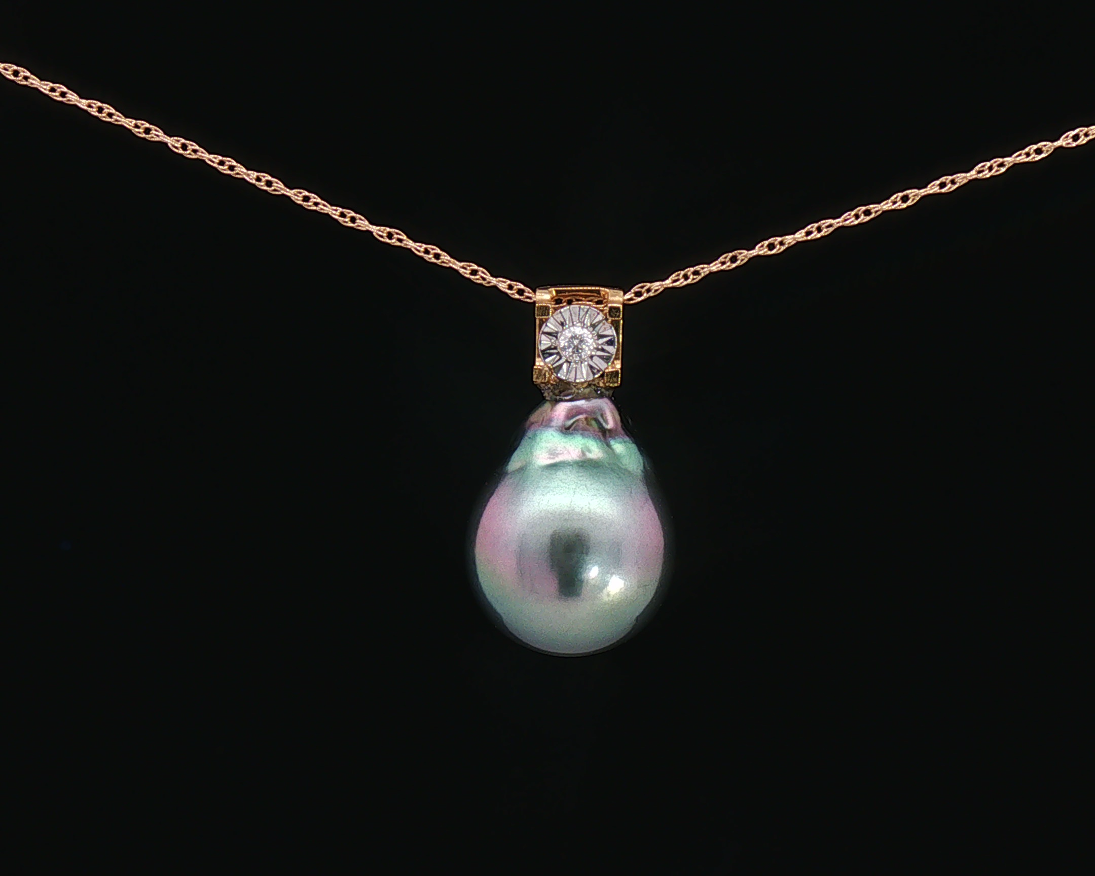Tahitian Pearl Diamond Drop Pendant