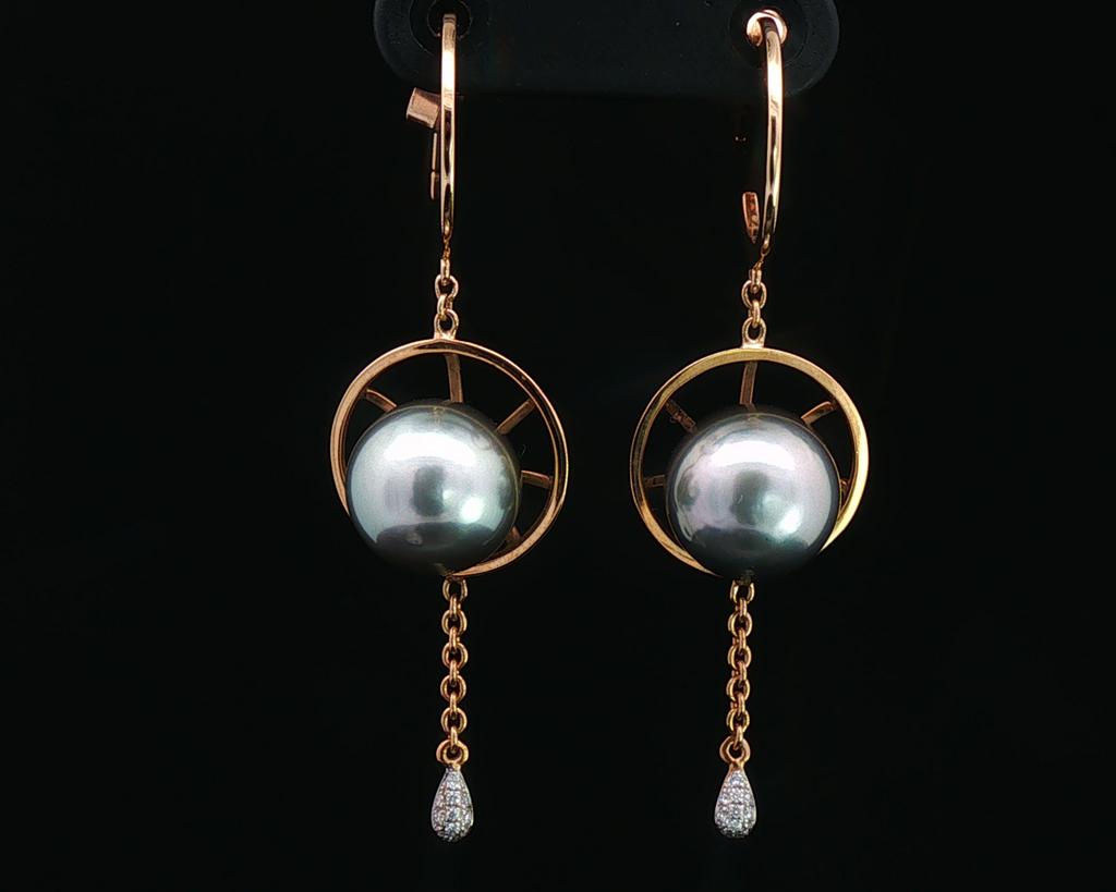 Tahitian Pearl Compass Earrings