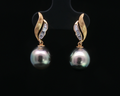 Tahitian Pearl Leaf Drop Earrings