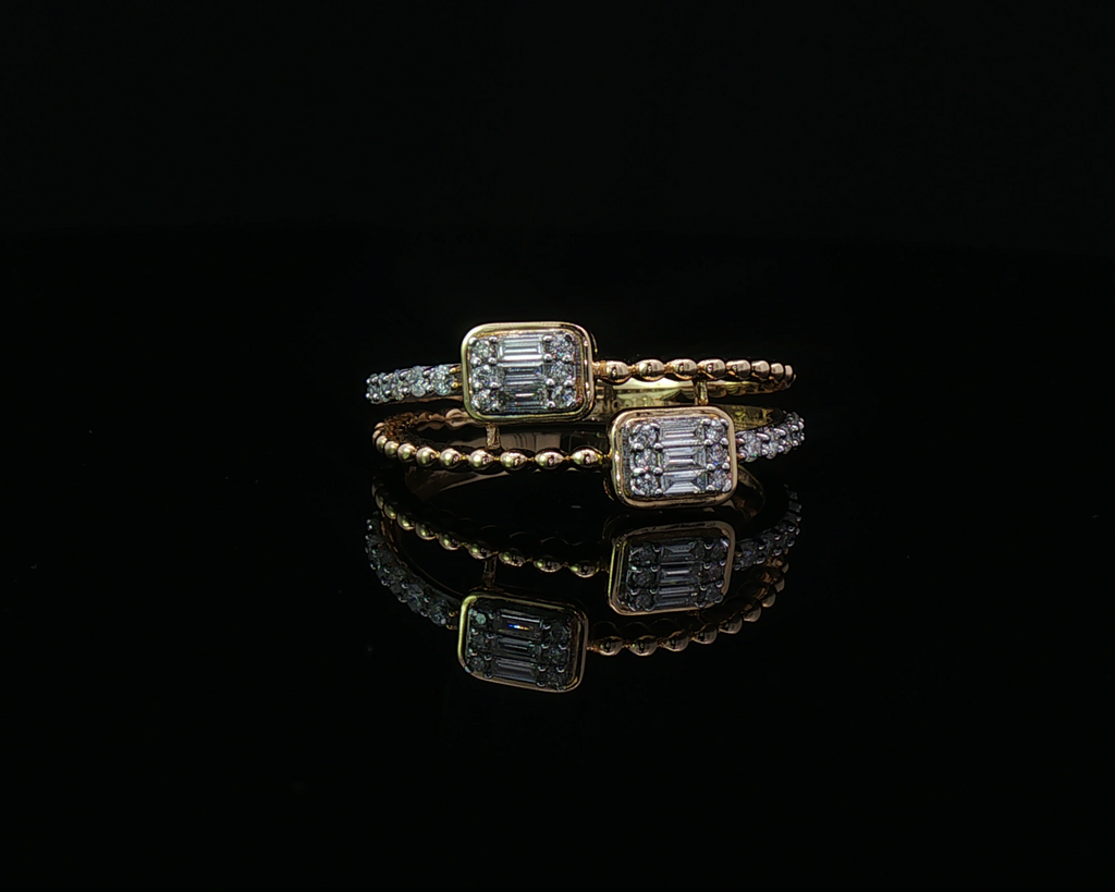 Double emerald diamond ring