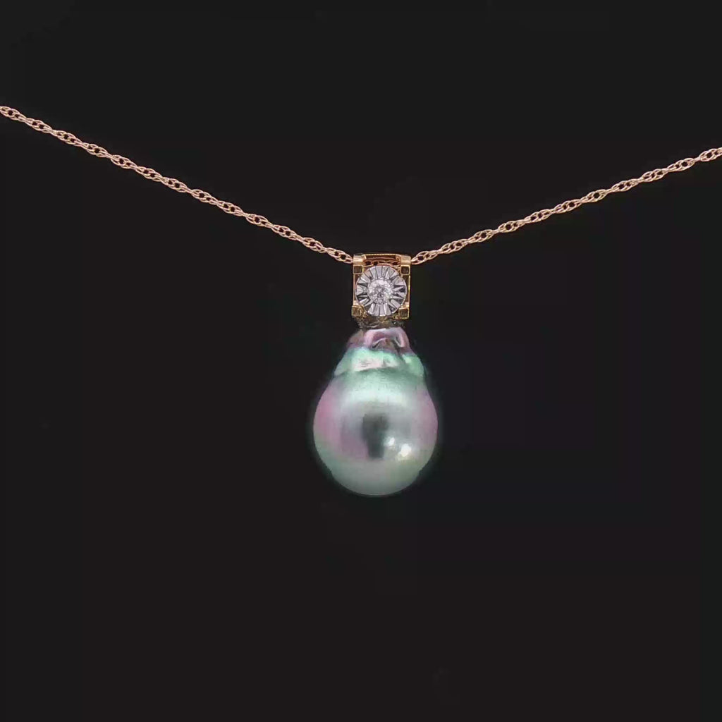 Tahitian Pearl Diamond Drop Pendant