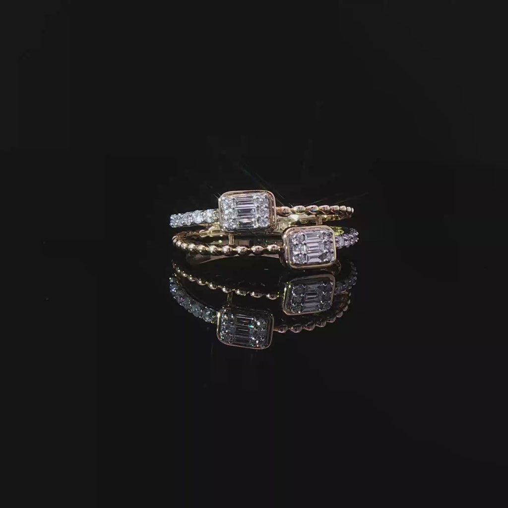 Double emerald diamond ring