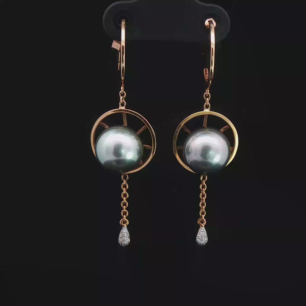 Tahitian Pearl Compass Earrings