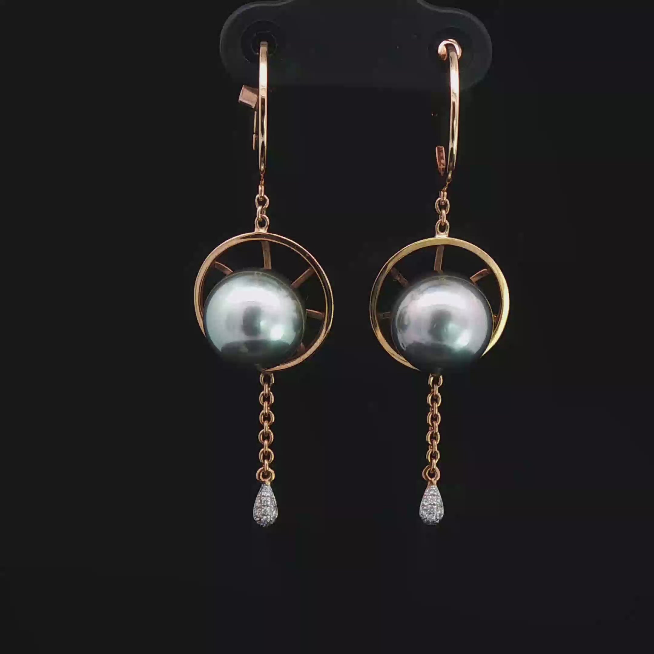 Tahitian Pearl Compass Earrings