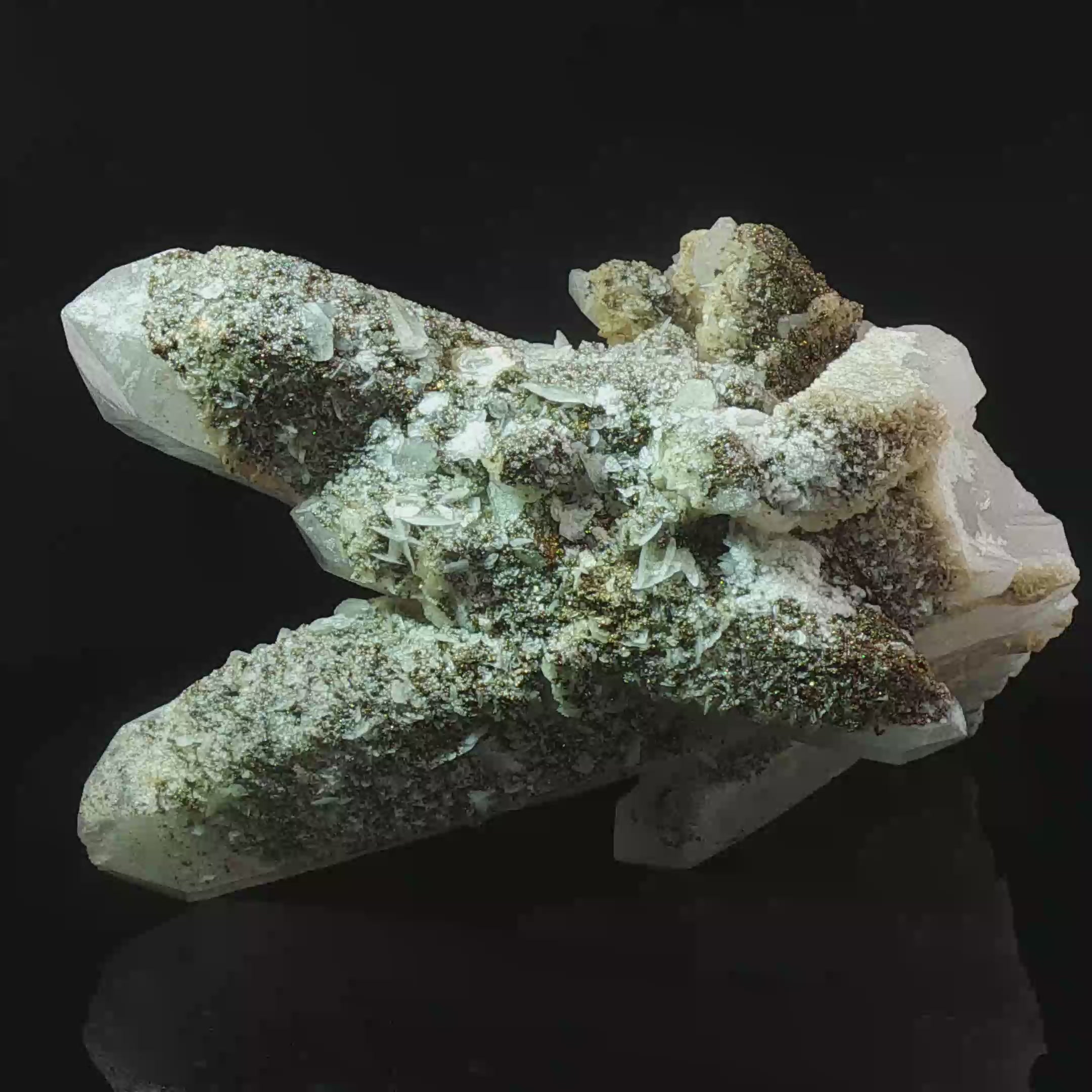Pyrite & calcite on quartz
